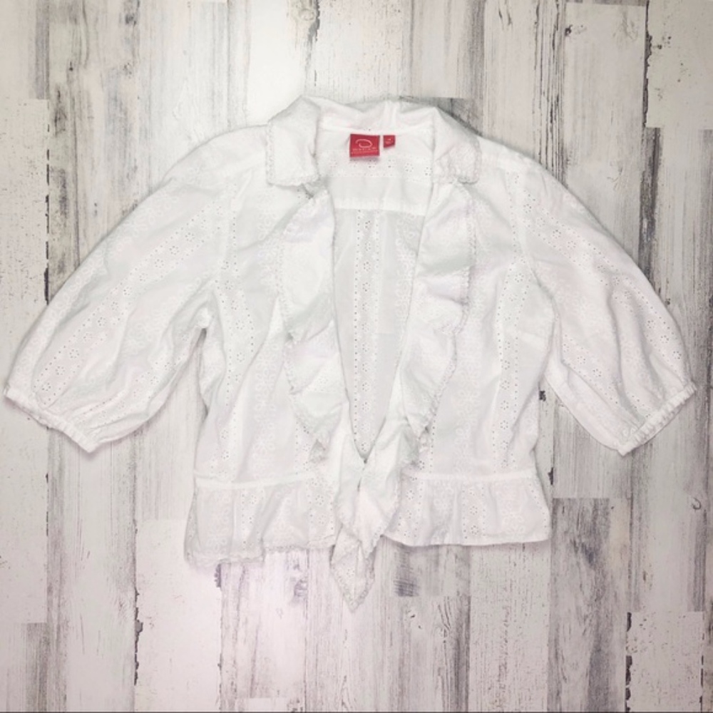 Oscar de la Renta Crochet Open Cardigan Shrug